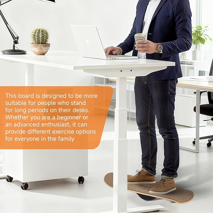 360° Balance Board for Adults & Kids – Wide Wooden Wobble Board for Standing Desk, Snowboard & Surf Training, Portable Home Gym Core Strength Trainer, 400lbs Capacity