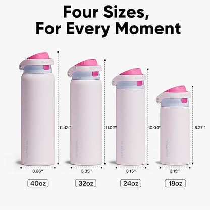 ENCOOL Leakproof Insulated Water Bottle with Straw Dual-Sip Water Bottle Bag-Safe Design for Work, Commute & Gym – Keeps Drinks Cold All Day, 24 oz, Lilac Purple