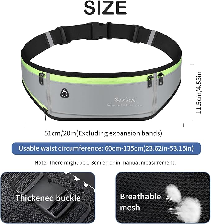 Slim Running Belt Fanny Packs for Women & Men Runners Pouch Waist Pack Phone Holder Large Crossbody Runners Bag Gear Accessories for Running Hiking Traveling Sports Adjustable Strap