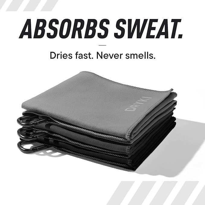 Sweat Absorbing Handkerchiefs - The Original Pocket-Sized Sweat Towels - Quick-Dry Microfiber Sweat Rags for Face, Hands, & Body - Gym, Sports, and Work (Greyscale: Large Size, 3 Pack)