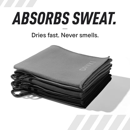 Sweat Absorbing Handkerchiefs - The Original Pocket-Sized Sweat Towels - Quick-Dry Microfiber Sweat Rags for Face, Hands, & Body - Gym, Sports, and Work (Greyscale: Large Size, 3 Pack)