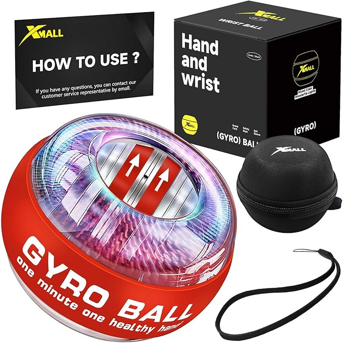 XMALL Torque Ball Hand Exerciser, Grip Strength Trainer, Forearm Strengthener, Wrist Power Gyro Ball, Hand Strengthening Devices, Wrist Strengthener, Finger Exerciser, Auto-Start