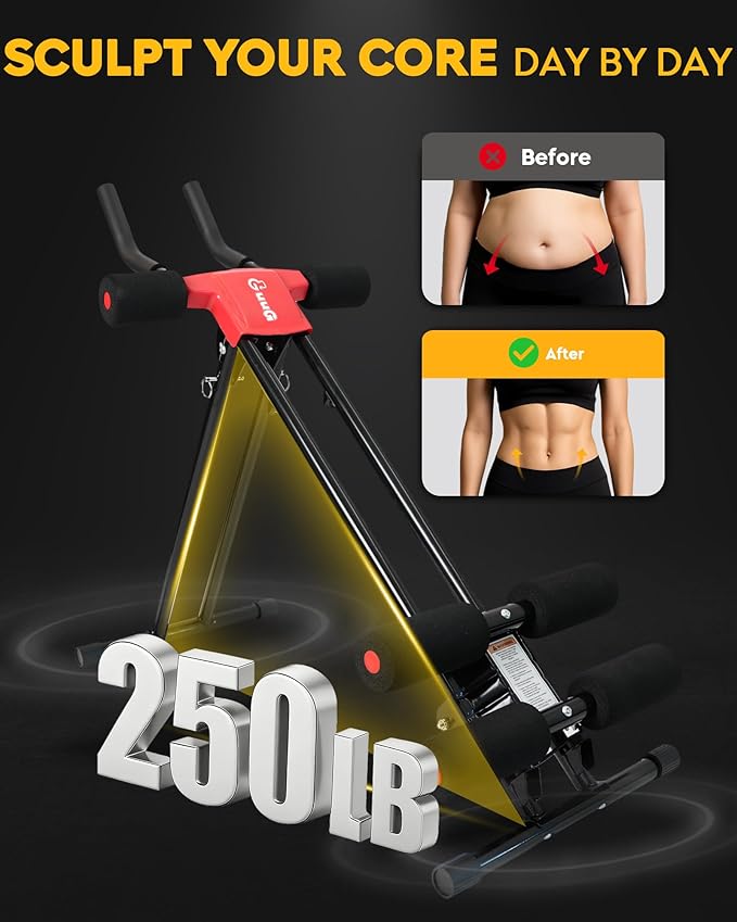 Ab Machine Abdominal Stomach Workout: Adjustable Ab Trainer Machine Ab Cruncher Core Strength Training Equipment for Home Gym Foldable for Women and Men