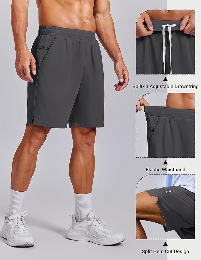 COOFANDY Mens Gym Athletic Shorts with Zipper Pockets Quick Dry 7" Workout Running Training Shorts