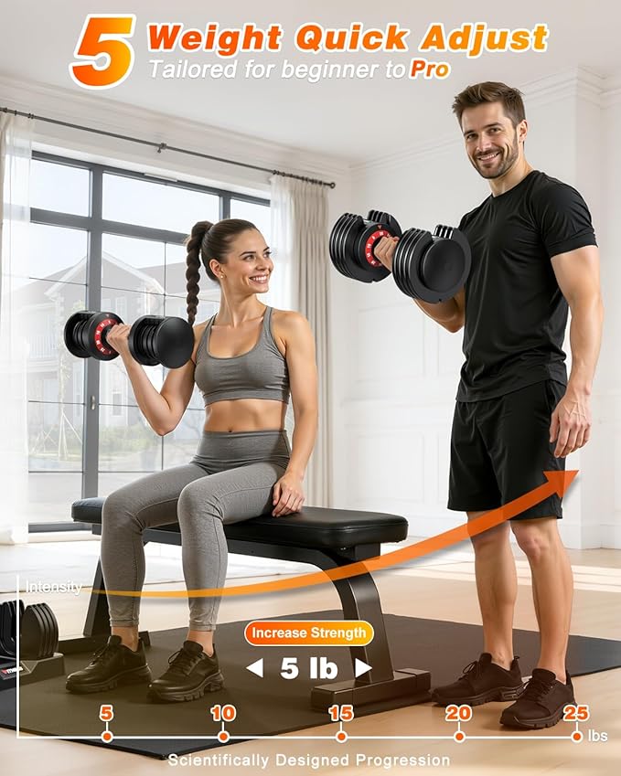XDDIAS Adjustable Dumbbell Set of 2, 25/55/80/90LB Dumbbell Set- 1-Hand Fast Adjustment with Anti-Slip Handle, Compact Free Weights Dumbbells Set for Men/Women Home Gym Strength Training Equipment