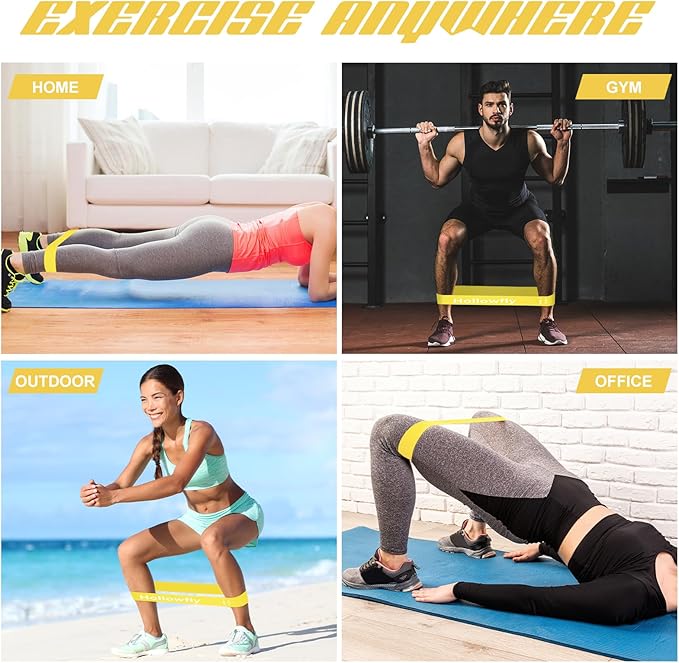 12 Pcs Latex Resistance Loop Exercise Bands for Booty Workout Stretch Exercise Bands Non Slip for Legs Squat Resistance Loop Women Men Starter Butt Hip Thigh Fitness