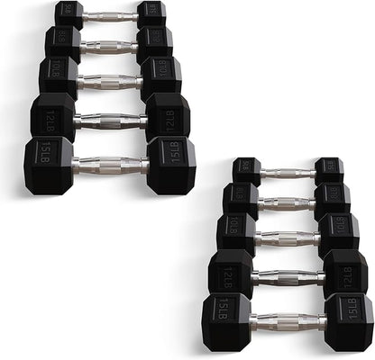 BalanceFrom Premium Rubber Encased Hex Dumbbell Sets, 46LBS Set, 60LBS Set, 100LBS Set