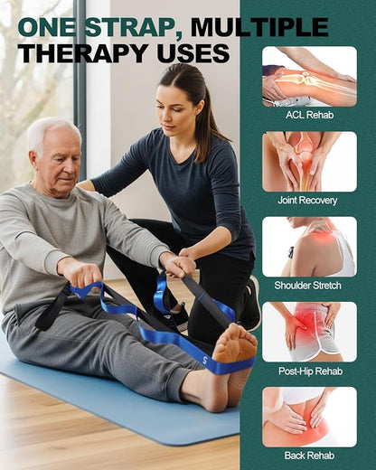 Trideer Stretching Straps with Loops, Non-Elastic Yoga Straps for Stretching, Durable Nylon Exercise Bands with Loops for Physical Therapy Flexibility, Yoga,Hamstring Leg Stretcher with Guidance