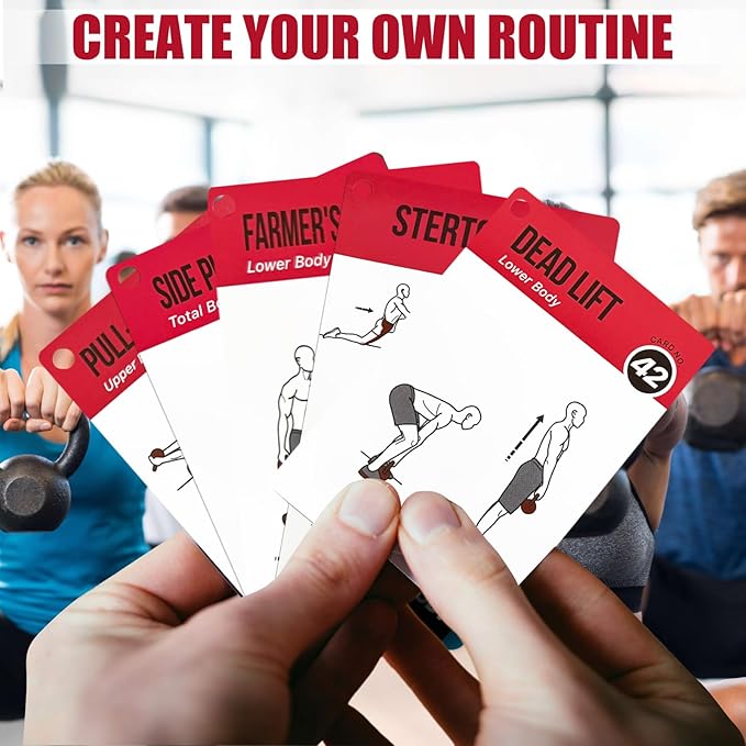 Kettlebell Cards for Women & Men-50 Kettlebell Workout Cards，Includes 2 Rings& Dry-Erase for Easy Organization-Home, Gym or Studio (Kettlebell)