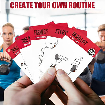Kettlebell Cards for Women & Men-50 Kettlebell Workout Cards，Includes 2 Rings& Dry-Erase for Easy Organization-Home, Gym or Studio (Kettlebell)