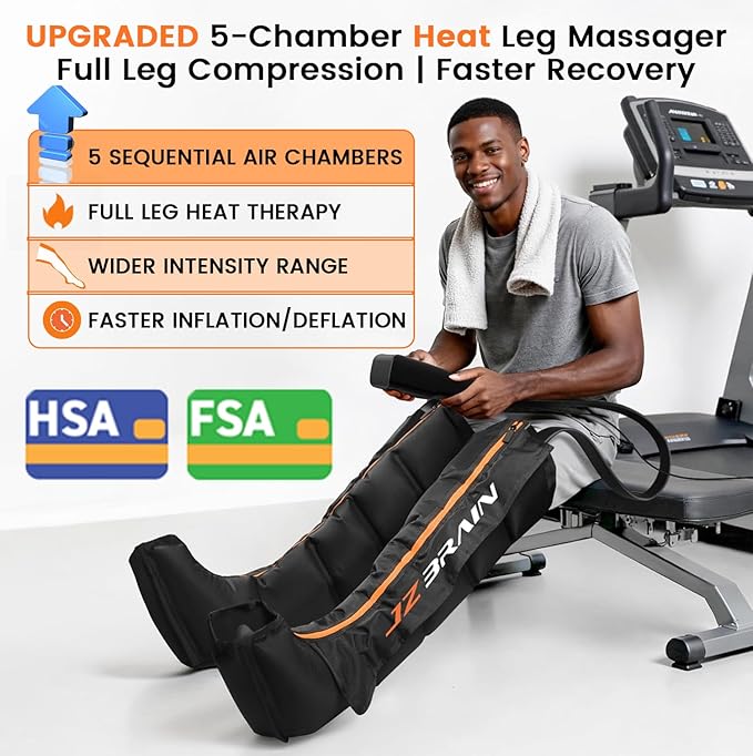 Air Compression Leg Recovery Boots : Sequential Full Leg Compression Massager System for Muscle Relaxation & Relief - 11 Intensity 6 Modes 3 Heat for Athletes & Gym (Medium)
