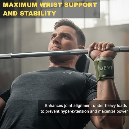Wrist Wraps for Weightlifting 18" with Thumb Loop- Professional Quality, Best Wrist Support Wraps for Gym, Powerlifting Competition, Bodybuilding, Strength Training, Curls & Dips, Bench Press- Men and Women (Pair) DEVI