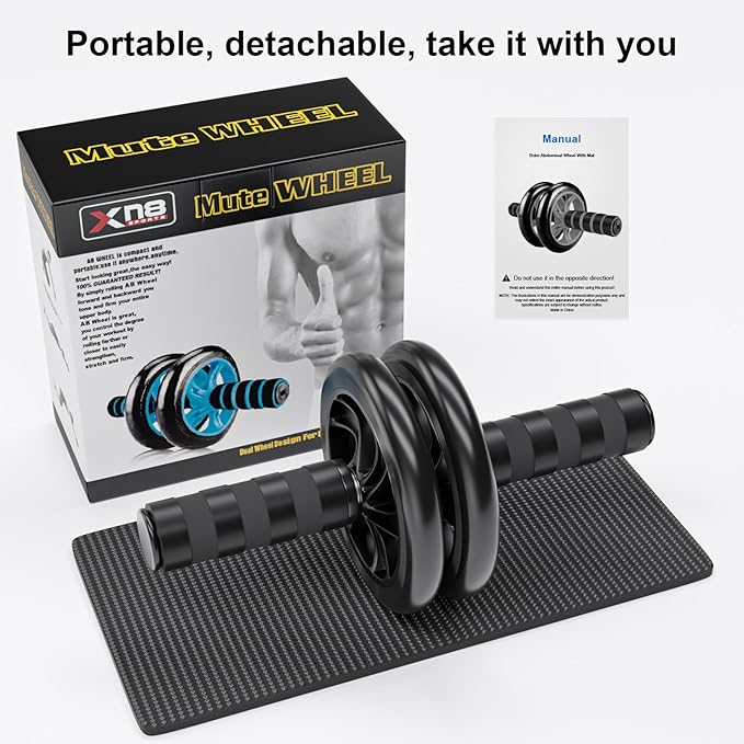 Abdominal Wheel, Ab Roller for Abdominal Exercise Machine, Abs Workout Equipment, Core Strengthening Trainer Fitness Belly Training, Entrainement maison equipement. accessories gym stuff
