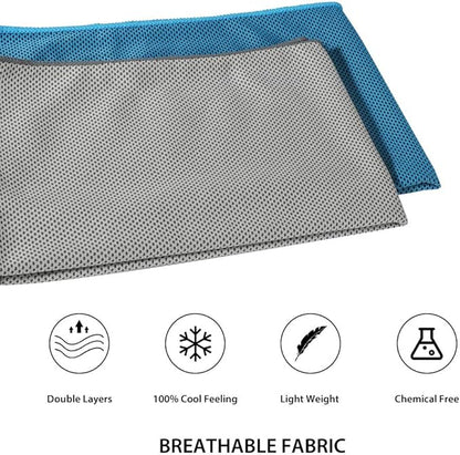 Sports Towel for Instant Cooling Relief Microfiber Towels for Golf Workout Swimming Gym Yoga Travel Camping Fitness 40"x12" Sweat Towel (Blue+Gray)
