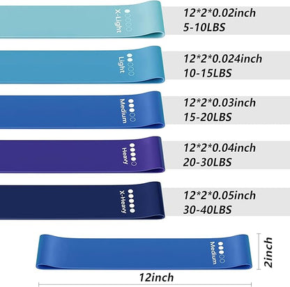 Resistance Bands for Working Out, Latex Exercise Bands Set of 5, Elastic Bands for Exercise with Workout Guide and Carry Bag, Fitness Bands for Strength Training, Yoga, Pilates, Home Workout