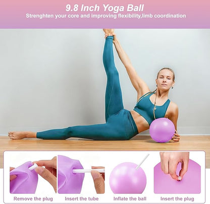 Luscinia Pilates Kit,Home Pilates Ring Kit for Women,Pilates Equipment Ring and Ball Set with Pilates Ring, Pilates Ball, Resistance Bands, Figure 8 Band & Accessories Pilates Starter Kit