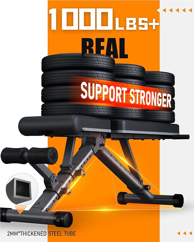 BARWING Adjustable Weight Bench Workout Bench, 1000/1300 LBS Heavy Duty Incline Decline Bench for Home Gym, Easy Assembly Foldable Training Lifting Bench