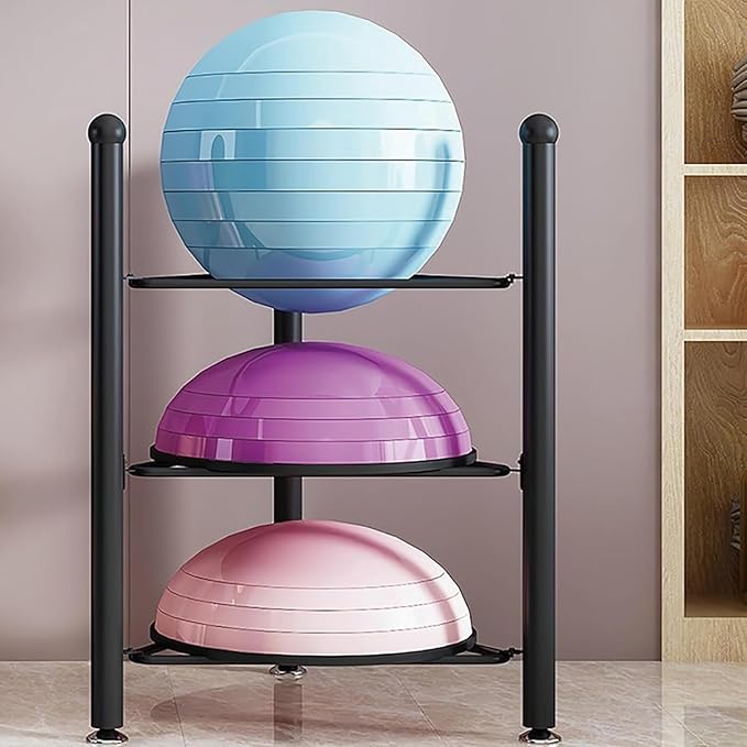 Balance Ball Half Rack 3/5/6/7 Tiers, Iron Half Exercise Balls Holder for Yoga Ball, Home Gym Studios Standing Balls Balance Trainer Shelf