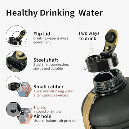 TOOFEEL 2 Liter Water Bottles - Half Gallon Water Bottle BPA Free - Ideal for Gym, Big Water Jug, Reusable Sports Bottle with Measurements Marked Drink Container (2.2L 74oz Matte Black Water Jugs) | Half Gallon, Water Bottle, BPA Free, Ideal for Gym, B...