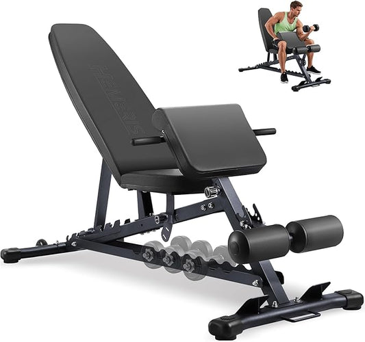 Adjustable Weight Bench with Roman Chair, Utility Workout Bench for home gym 1000 LBS MAX Incline/Decline/Sit Up Bench Press Exercise Equipment 75°to -20°FID Strength Training