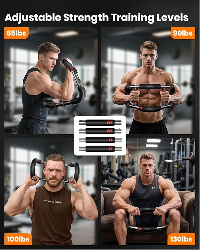 Upgraded Twister Arm Trainer, Adjustable Chest Workout Equipment, Portable Arm Exerciser for Upper Body Strength Training, Detachable Power Twister Bar for Home Gym Fitness