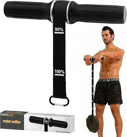 Forearm Strengthener & Forearm Exerciser, Wrist Roller with Thick Silicone Handle, Forearm Trainer with Heavy-Duty Nylon Strap for Muscle Building, Grip Strength and Recovery