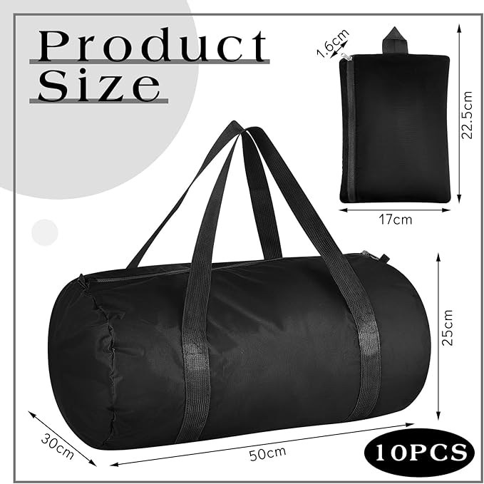 Silkfly 10 Pcs Duffle Bag Large Foldable Gym Bag Travel Duffel Bags Waterproof Lightweight Sports Duffel Bags for Men Women Workout (19.69 x 11.81 x 9.84 Inches)