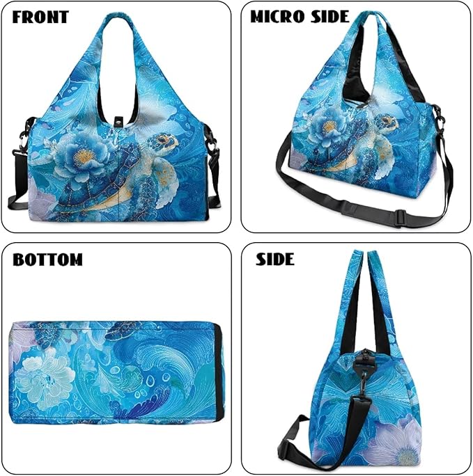 Gym Bag with Yoga Mat Holder Large Tote Bag With Multi Pockets for Women Men Dry Wet Separated Pocket Carryall Yoga Tote Bag for Pilates Travel Workout Office