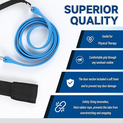 Exercise Bands with Handles, Resistance Bands with Handles, Ideal for Physical Therapy, Strength Training, Muscle Toning - Door Anchor and Starter Guide Included