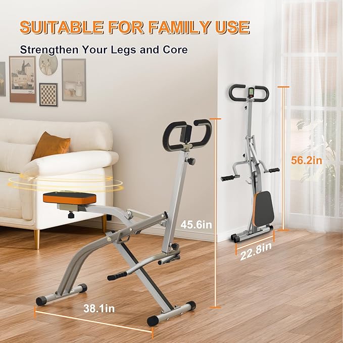 Squat Machine for Home, Squat Assist Trainer with Adjustable Resistance, Foldable Rowing Machine, LCD Display, Exercise Trainer with 265LBS Capacity for Glutes Legs Workout