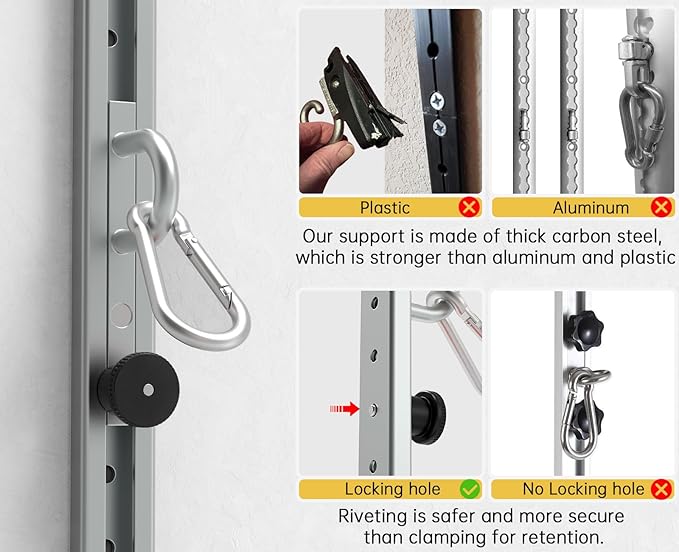 Adjustable Wall-Mounted Anchor Fitness System with Automatic Locking Function， Resistance Band Wall Anchor Exercise Equipment for at Home Gym Fitness Workout,Black