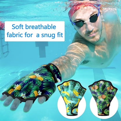 Honoson 2 Pairs Swimming Gloves Women Water Aerobics Gloves Aquatic Fitness Water Resistance Webbed for Men Women Unisex Poll Training Exercise