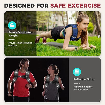 BAGAIL Comfort-Fit Weighted Vest for Woman, Even Weight Distribution, Faster Weight Loss, No-Chafe or Bounce for Walking & Running with Detachable Phone Pouch & Reflective Stripes (Available 5-30lbs)