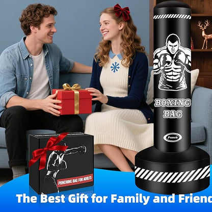 Heavy Freestanding Punching Bag for Adults, 70'' Standing Punching Bag Heavy Bag with Boxing Gloves, Women Men Boxing Training Equipment Kickboxing Bags for Beginners Training MMA Fitness Home Gym