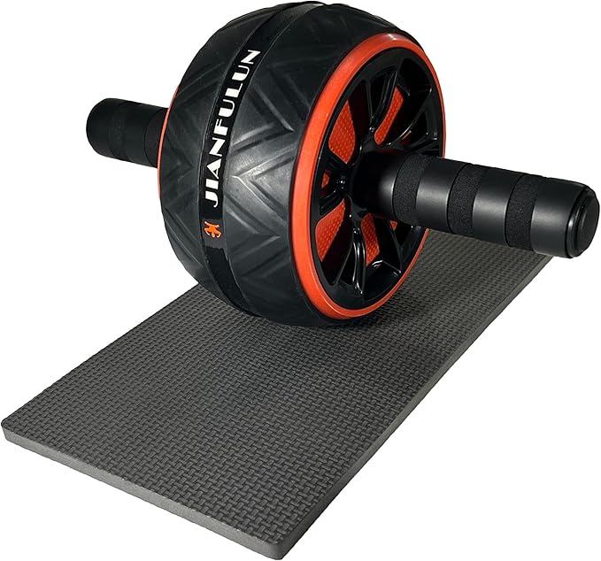 Ab Roller Wheel for Core & Abdominal Strength Workout - Portable Home Gym Exercise Equipment with Non-Slip Handles & Knee Pad for Men & Women