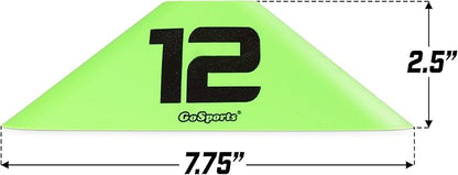 GoSports Modern Sports Cones - 12 Pack with Numbered Cones - Great for Soccer, Basketball, Football and More