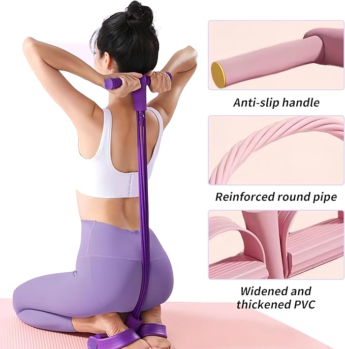 Multifunction Tension Rope - 6-Tube Elastic Pedal Resistance Band with Handle for Abdomen/Waist/Arm/Leg Stretching Slimming Training