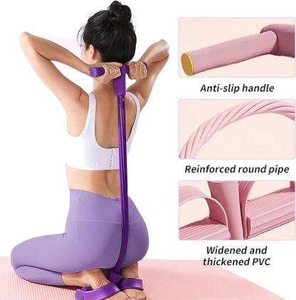Multifunction Tension Rope - 6-Tube Elastic Pedal Resistance Band with Handle for Abdomen/Waist/Arm/Leg Stretching Slimming Training