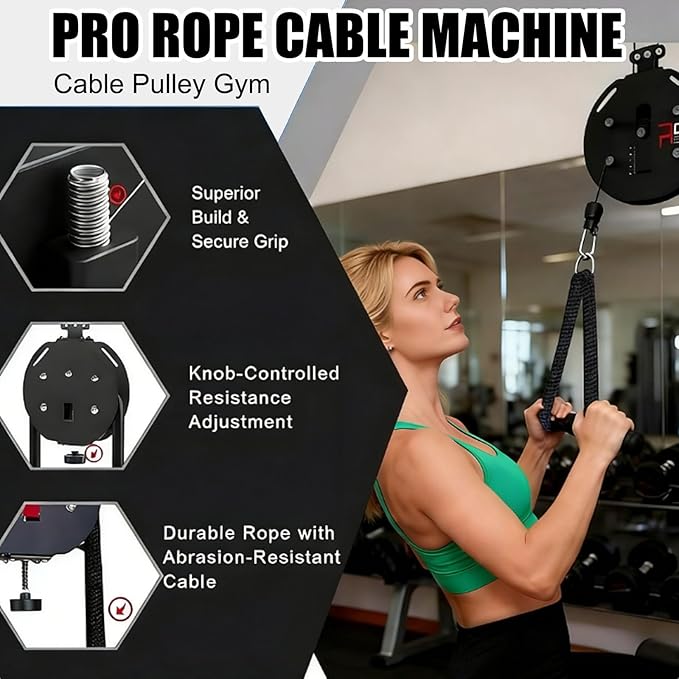 Gym Endless Rope Trainer Machine,Commercial Cable Pulley System for Home, Full-Body Workout Tool,Rope Climbing Machine for Upper Limbs,Grip, Arms, Back, Body Coordination Exercises