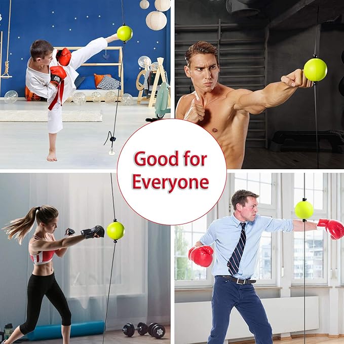 Boxing Reflex Ball for Hand Eye Coordination, Boxing Equipment for Training at Home, Double End Punching Ball, Workout for Adults & Kids Indoor, No Hammer for Installing, Anxiety Stress Relief.