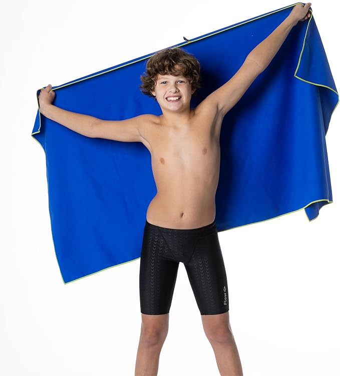 Flow Hydro Sport Towel - Microfiber Quick Dry Swimming Towels for Swim, Pool, Triathlon, and Other Water Sports in Medium, Extra Large, and Hooded Sizes (Blue, X-Large (72" x 40"))