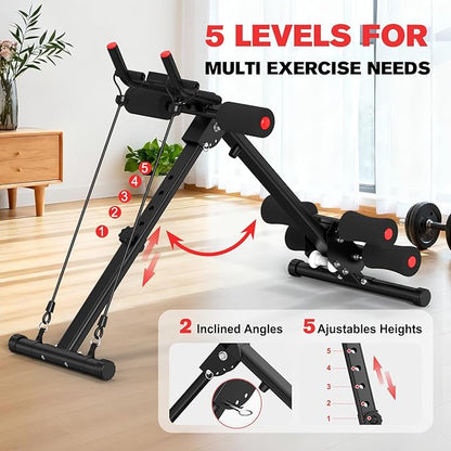 DERACY Ab Workout Machine Adjustable Ab Trainer Abdominal Trainer for Home Gym Foldable Ab Crunch Machine for Core 440 LBS