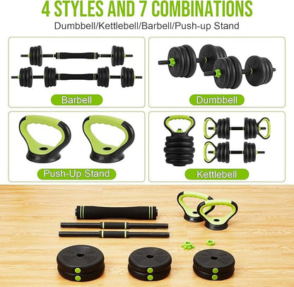 Adjustable Dumbbells, 44/66/88Lbs Free Weight Set with Connector, 4 in1 Dumbbell Set Used As Barbell, Kettlebells, Push Up Stand, Weight Plate, Fitness Exercises for Home Gym Suitable Men/Women Strength Training
