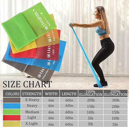 Professional 5 Pcs Long Resistance Bands and 5 Pcs Loop Bands. Latex-Free, Work Out Bands, Stretch Bands for Working Out Women or Men, Exercise Bands Set for Physical Therapy