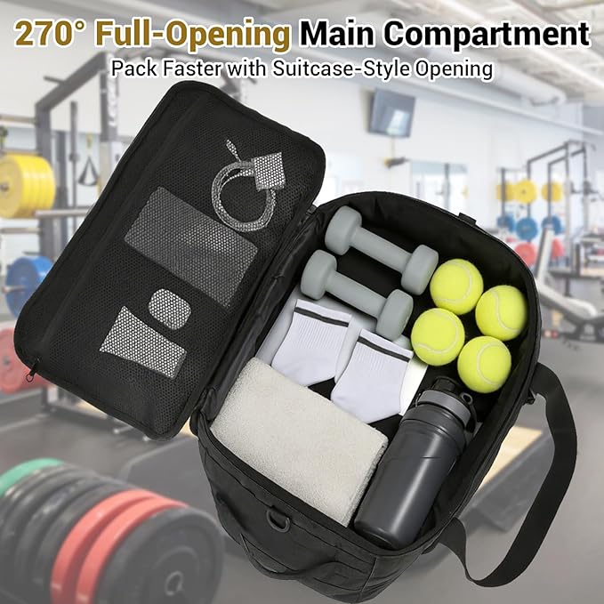 Tactical Gym Bag for Men 40L Tactical Duffel Bag Backpack Gym Bag Large With MOLLE Water Resistant 600D Degree Full Opening Powerlifting for Travel Crossfit Football