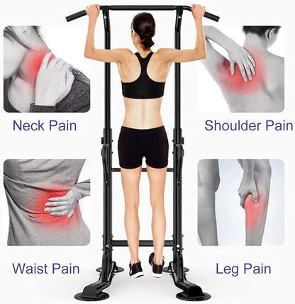 soges Power Tower Adjustable Height Pull Up & Dip Station Multi-Function Home Strength Training Fitness Workout Station