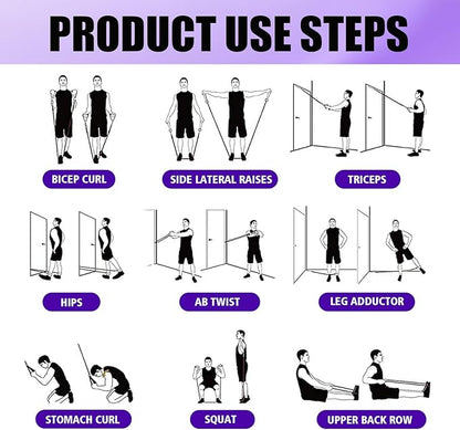WHATAFIT Resistance Bands Set with Handles - Exercise Bands Home Gym Strength Training Equipment, Includes Door Anchor & Ankle Straps for Full Body Workout Bands, Physical Therapy