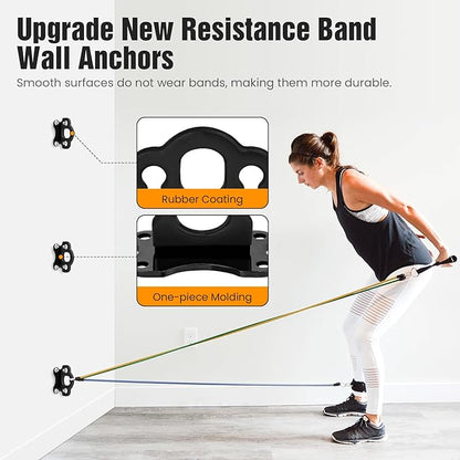 3 PCS Resistance Bands - Workout Wall Mount & Door Anchors for Hanging Straps, Home Gym & Physical Therapy