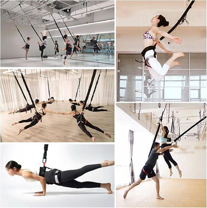 JYHHCYS Bungee Fitness Equipment Set Plus Size, Heavy Duty Aerial Yoga Resistance Rope for Home Gym Training & Fitness, Indoor Bungee Jumping Harness(Full Set M - 123 lbs/60kg)