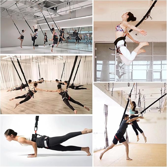 JYHHCYS Bungee Fitness Equipment Set Plus Size, Heavy Duty Aerial Yoga Resistance Rope for Home Gym Training & Fitness, Indoor Bungee Jumping Harness(Full Set XL - 176 lbs/80kg)